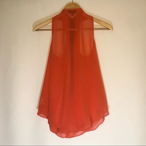 TOPSHOP SLEEVLESS SHEER BLOUSE TOP ZIP UP US 8 ORANGE - Picture 3 of 6
